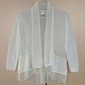 Anthropologie Angel Of The North Women's 3/4 Sleeve Open‎ Knit Cardigan Ivory XS